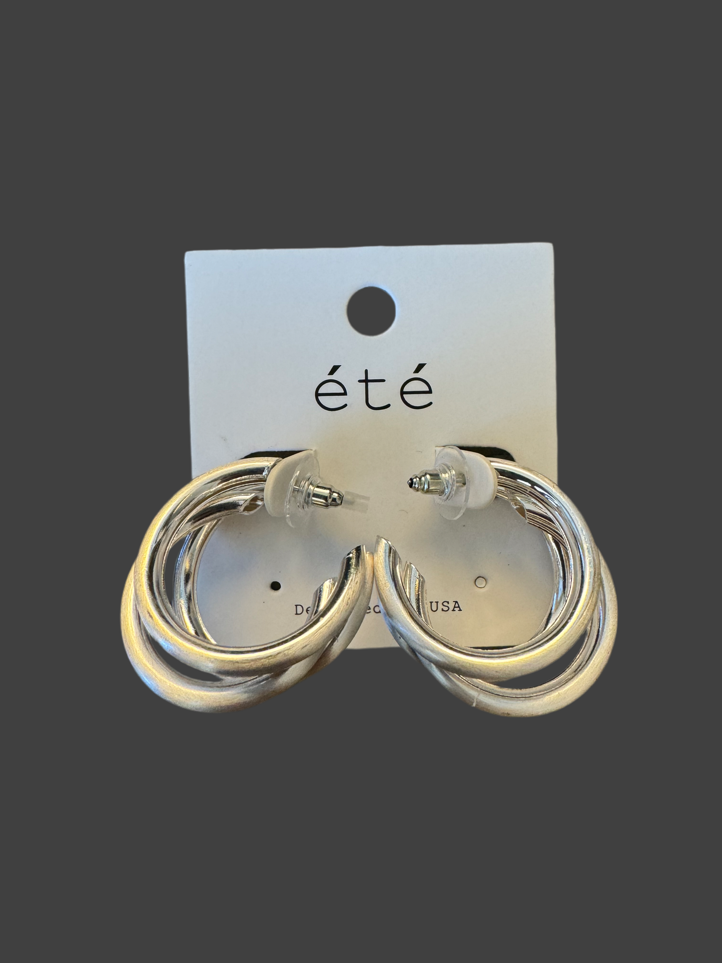 Three ring silver hoop