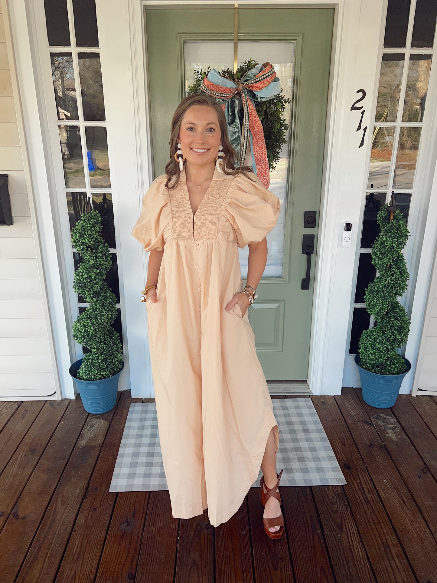 Puff sleeve midi dress