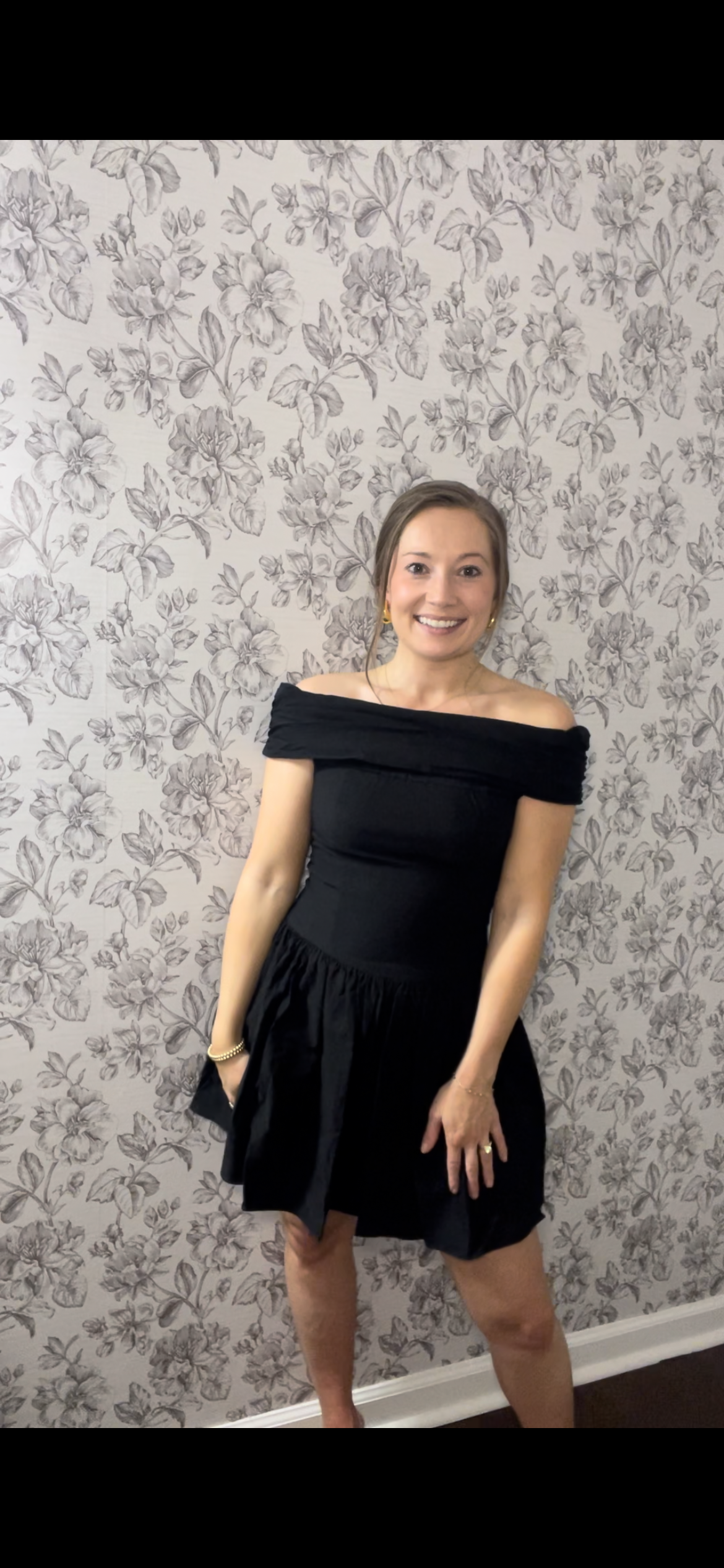 Off shoulder black mini