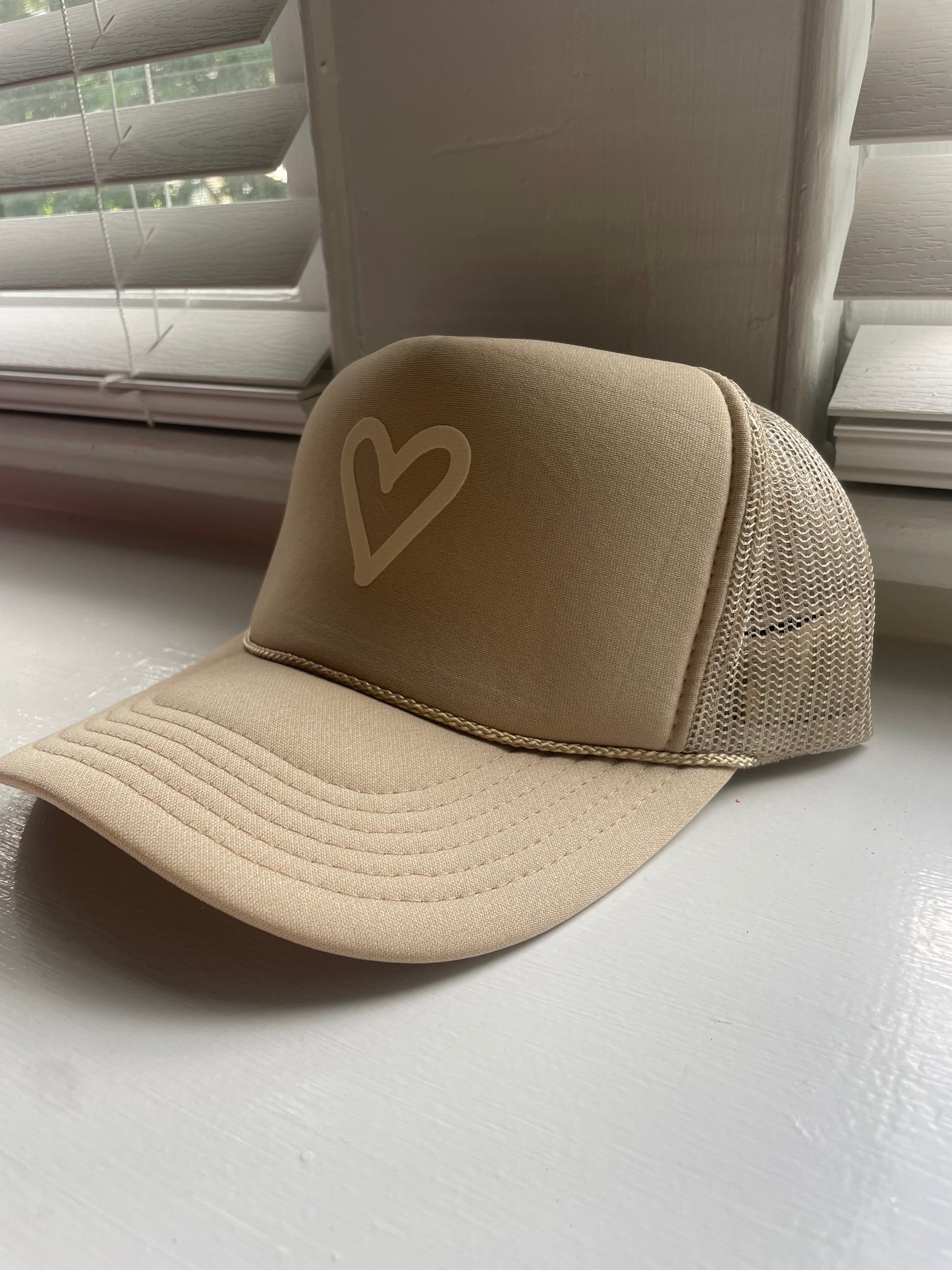 Tan Heart Hat