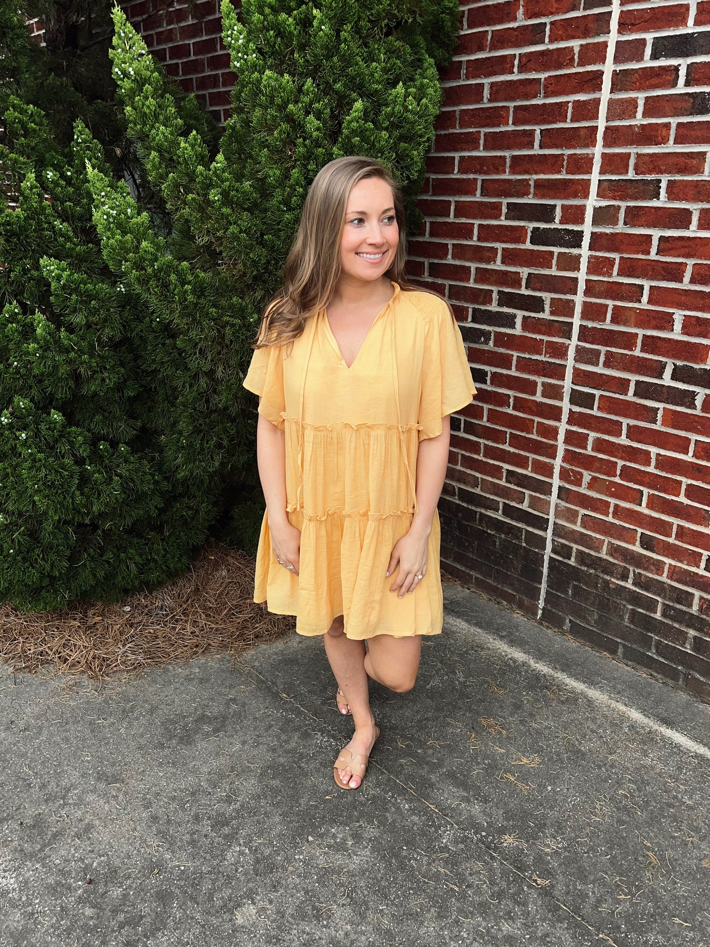 Flutter Sleeve Tiered Mini Dress