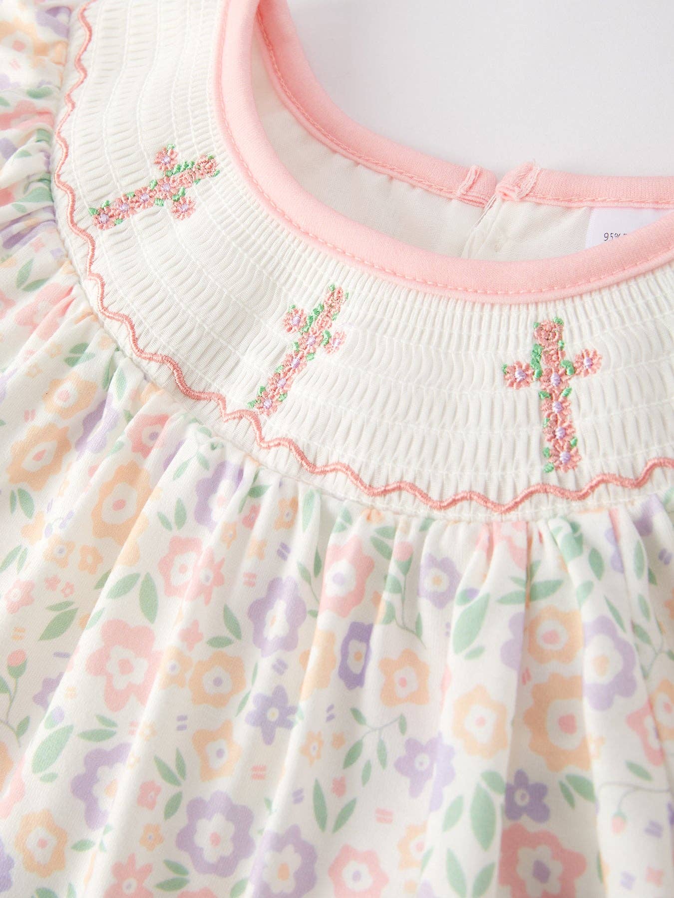Easter Cross Smocking Embroidery Dress