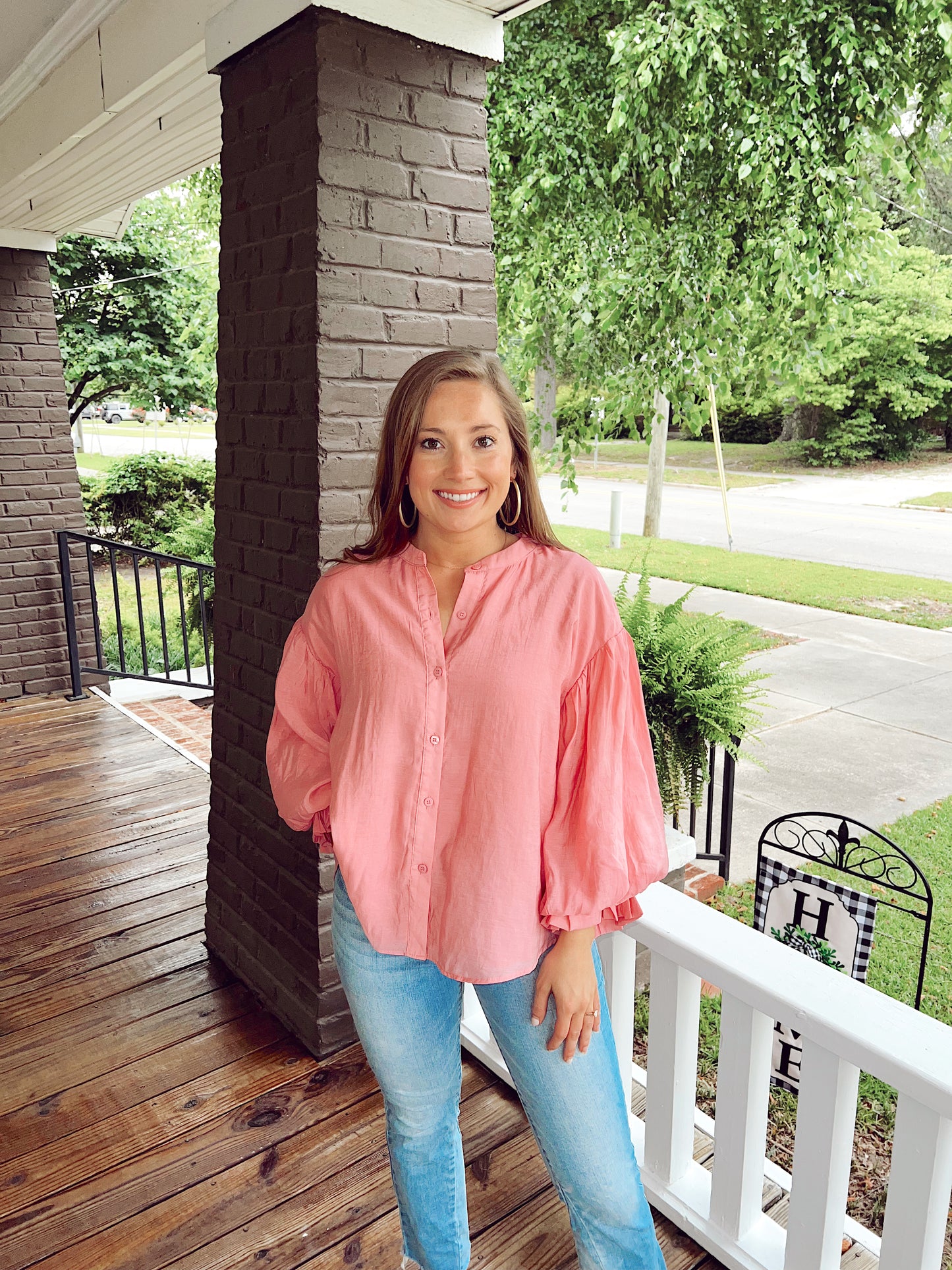 Puff Sleeve Button Down Shirt