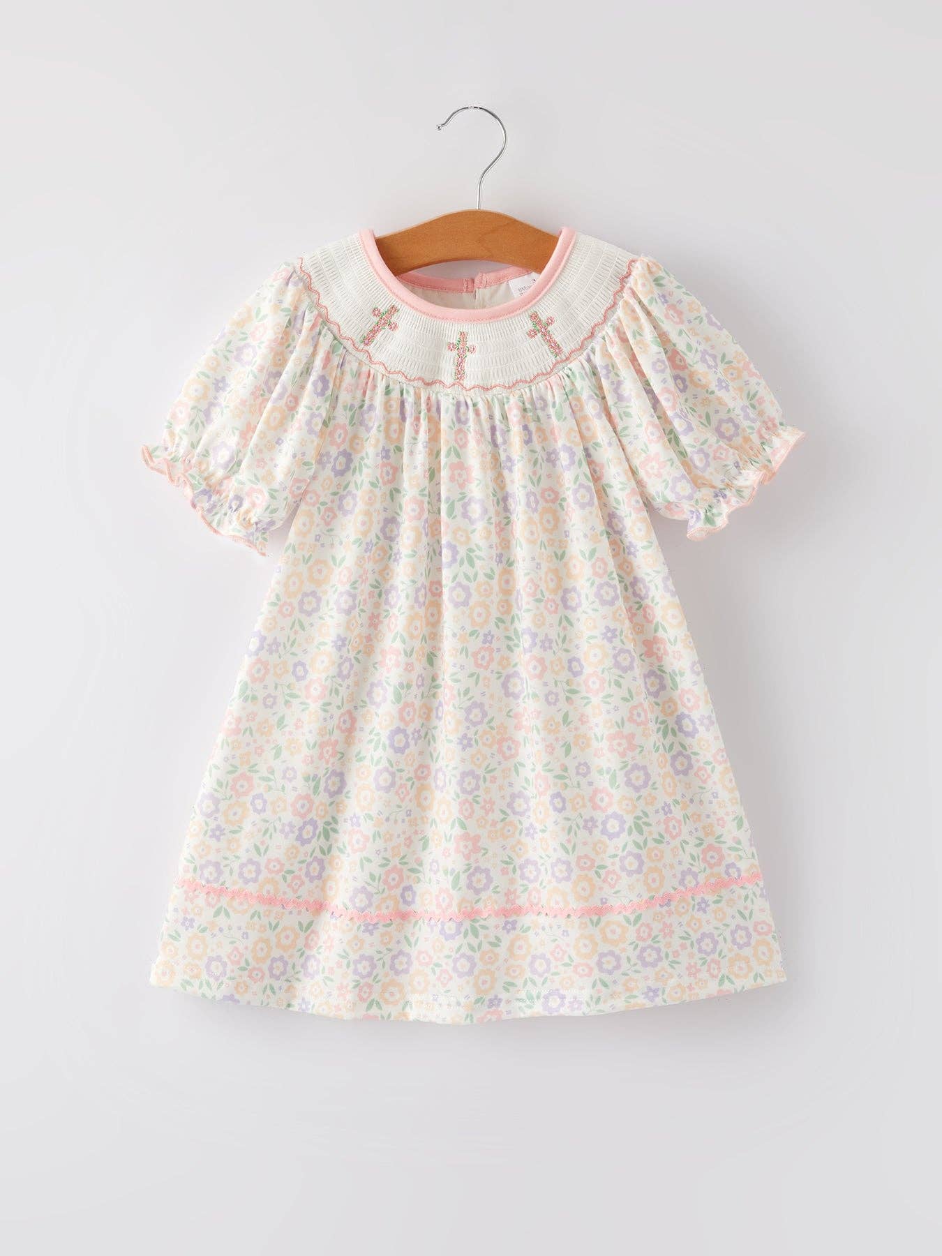 Easter Cross Smocking Embroidery Dress