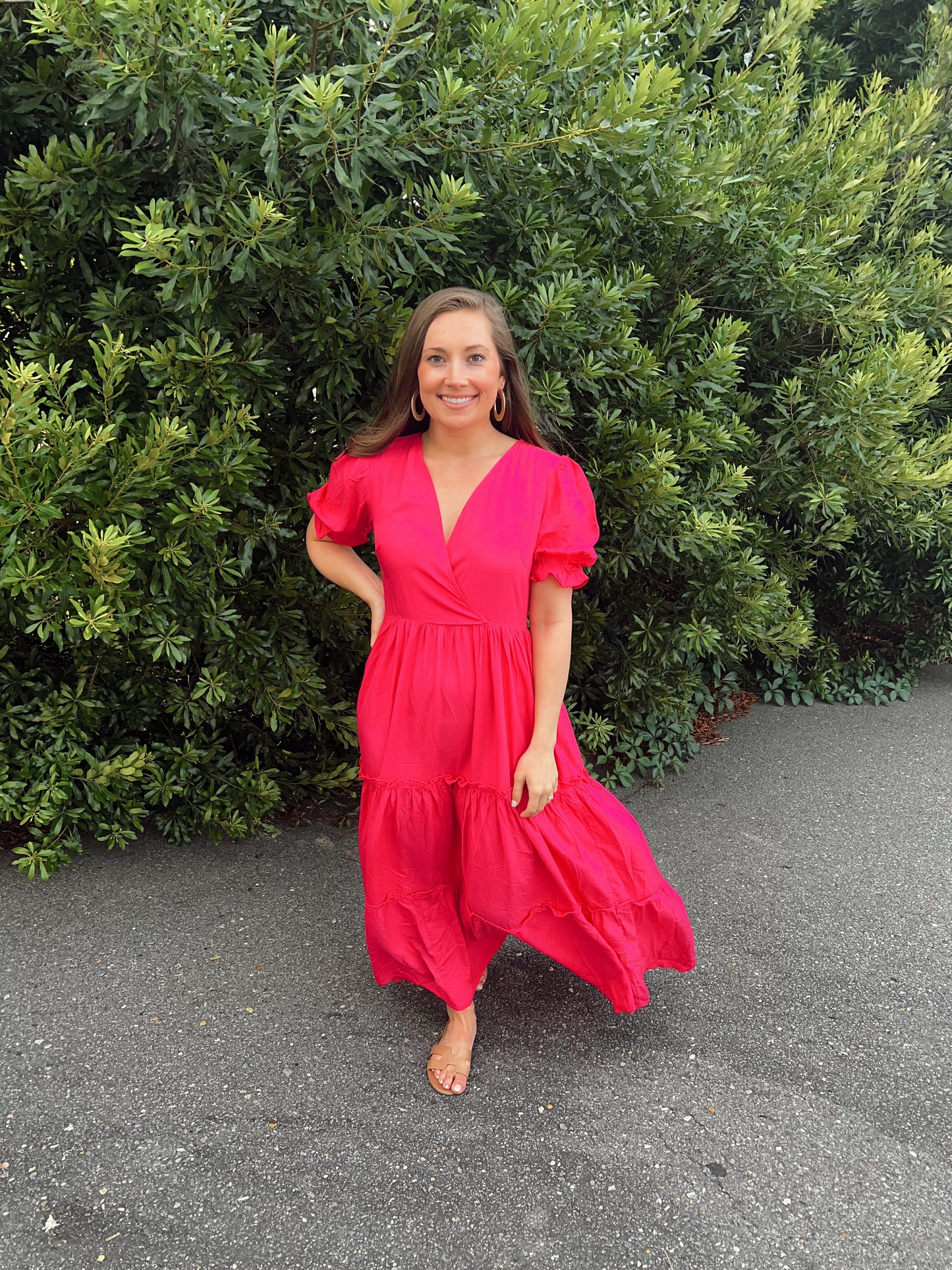 Deep V Neck Line Puff Sleeve Maxi Dress Dottie's Boutique Deep V Neck Line Puff Sleeve Maxi Dress Dottie's Boutique